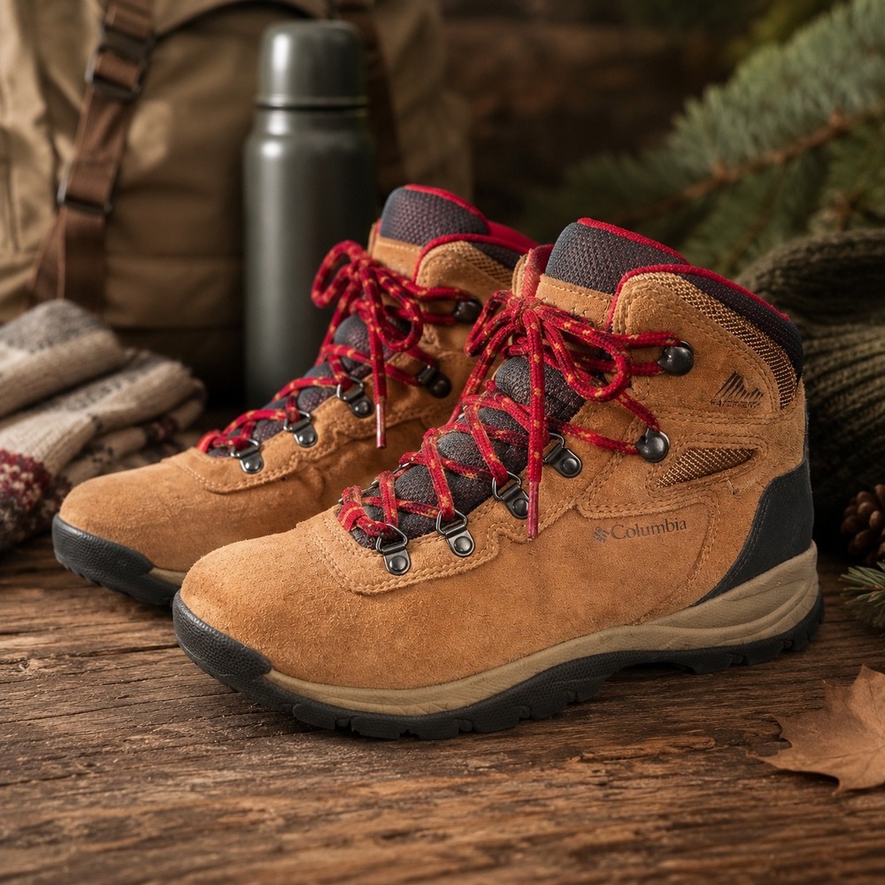 Columbia Newton Ridge Plus Waterproof Hiking Boots Women's 8 Wide Brown Red